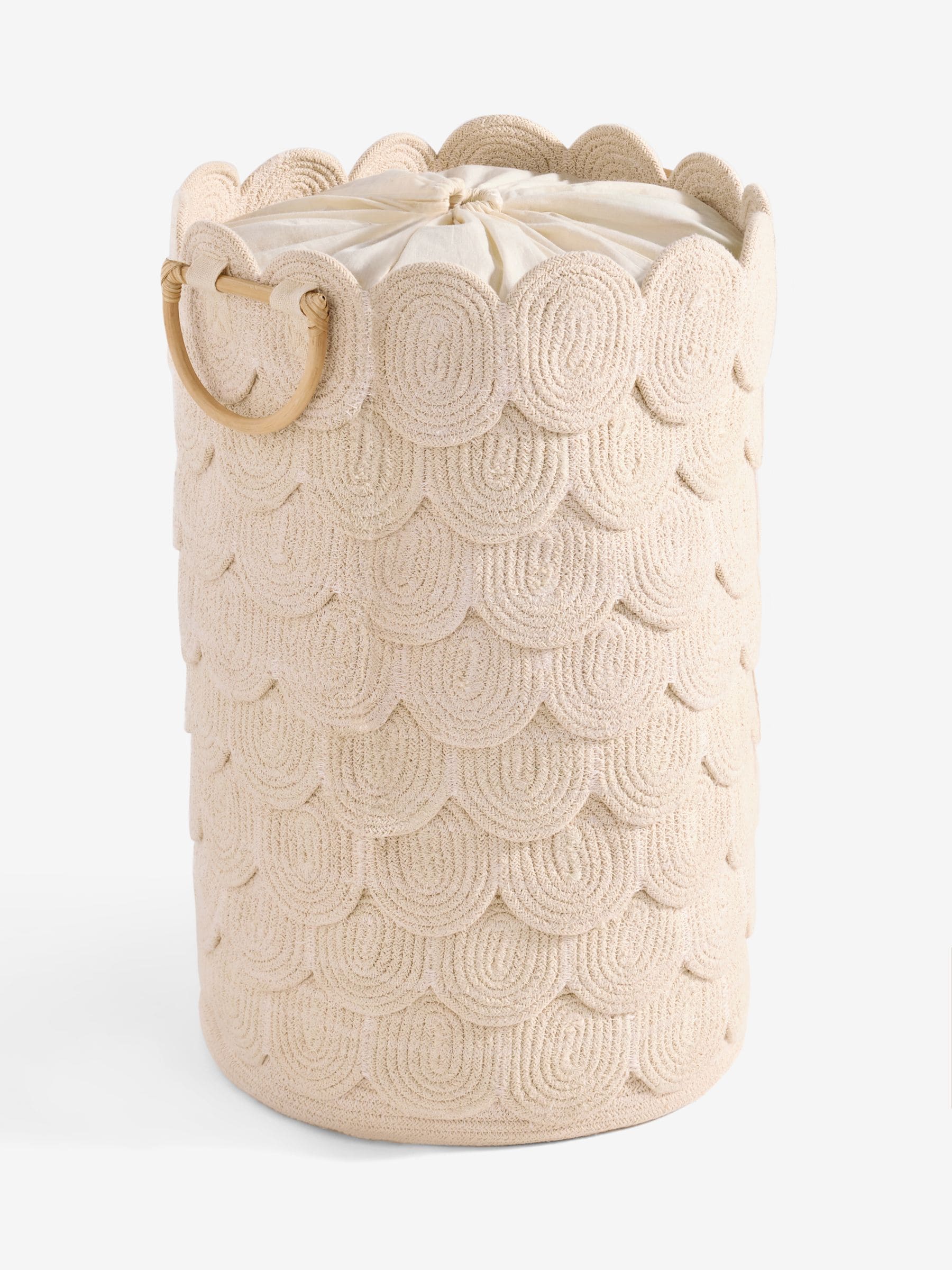Cream Swirl laundry bag jute cotton lining 55cm - British product