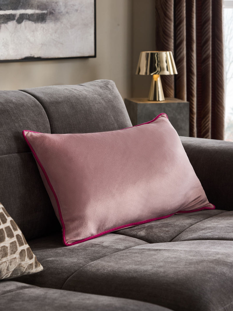 Dark Green Matte Velvet Contrast Pipe Cushion - 50 x 50cm