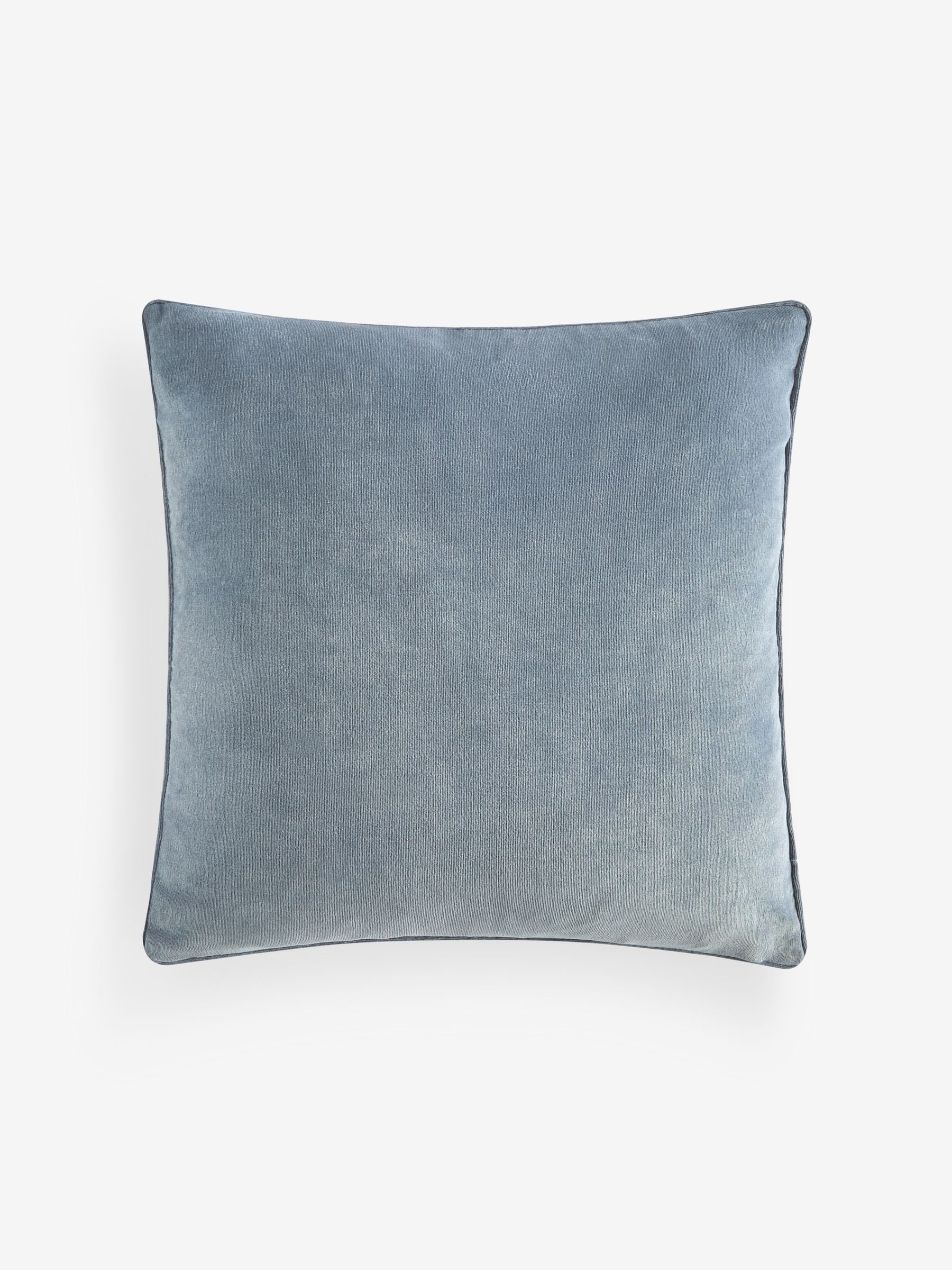 Mid blue soft velour cushion 45cm (British brand)
