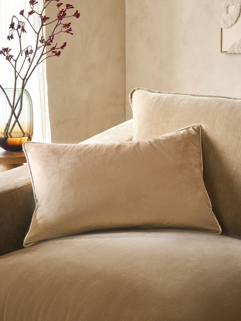 Dark Green Matte Velvet Contrast Pipe Cushion - 50 x 50cm