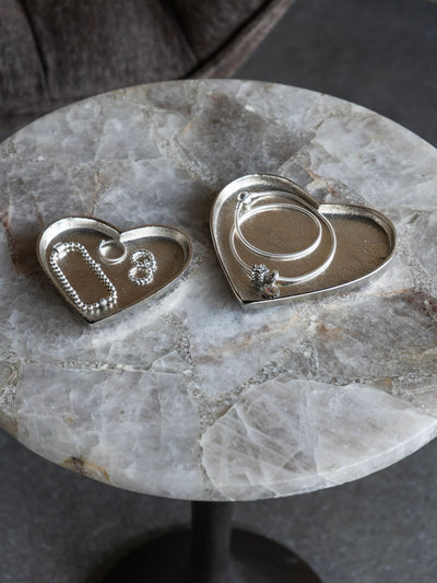 Next Libra Interiors Silver Esme Heart Decorative Plates Set of 2- Buy online at McGrocer