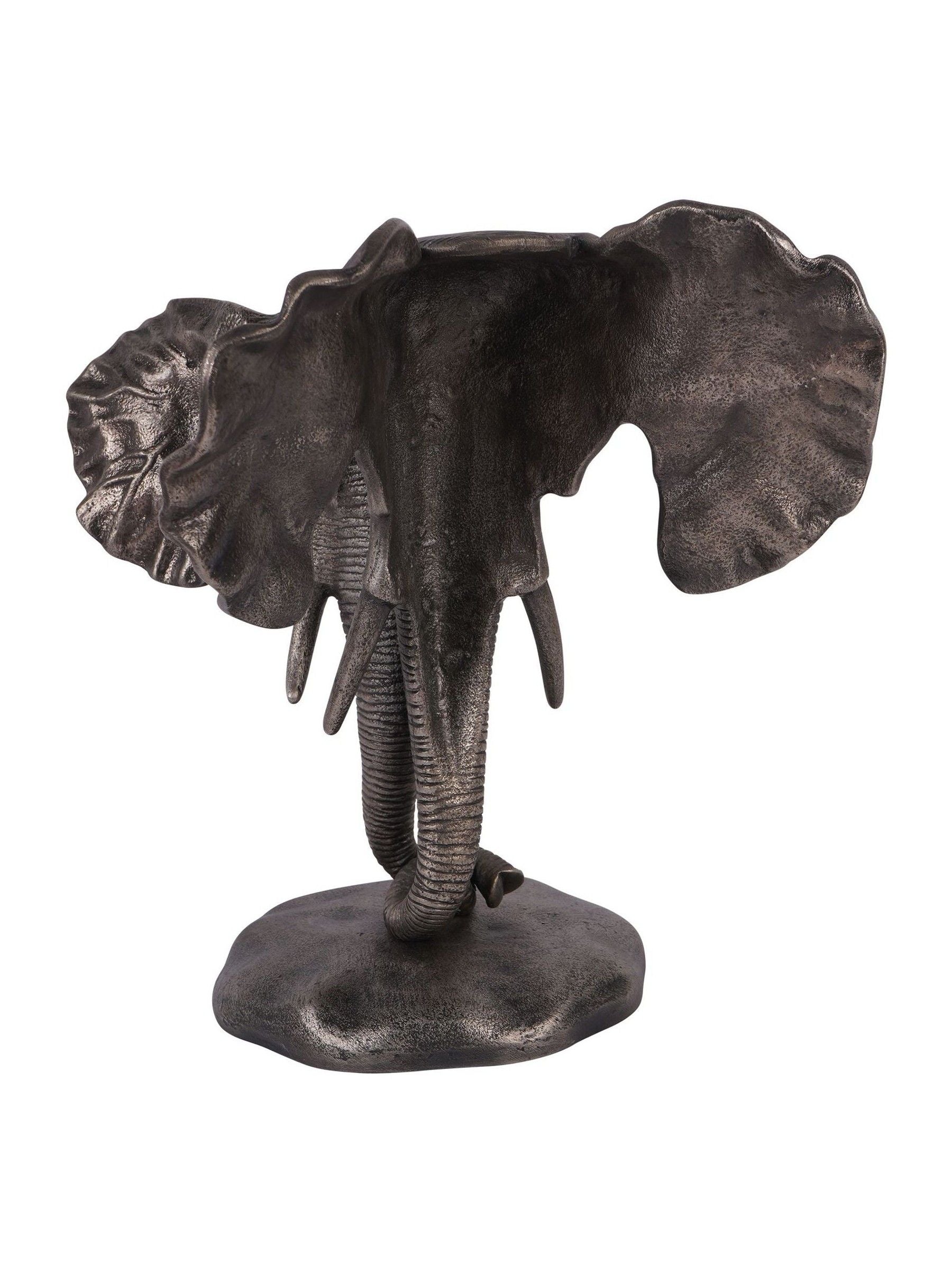 Libra Interiors Grey Kariba Cast Aluminium Nuzzling Elephants Sculpture 31cm, UK version