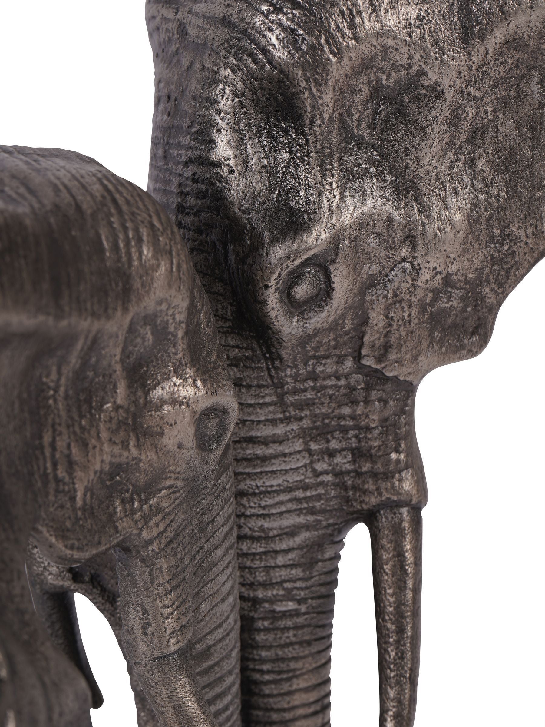 Libra Interiors Grey Kariba Cast Aluminium Nuzzling Elephants Sculpture 31cm, UK version