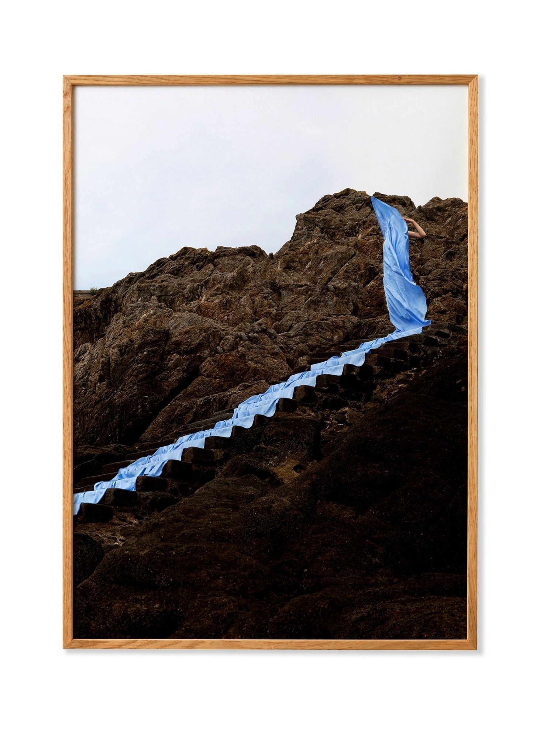 Paper Collective The Stairs white blue light blue brown green beige wall art print, imported from the UK