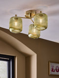 Green Ryker 3 Light Flush Ceiling Light Fitting