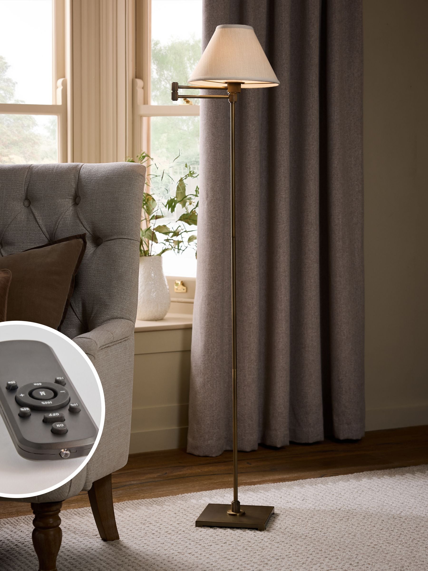 Kempton rechargeable swing arm floor lamp - British product