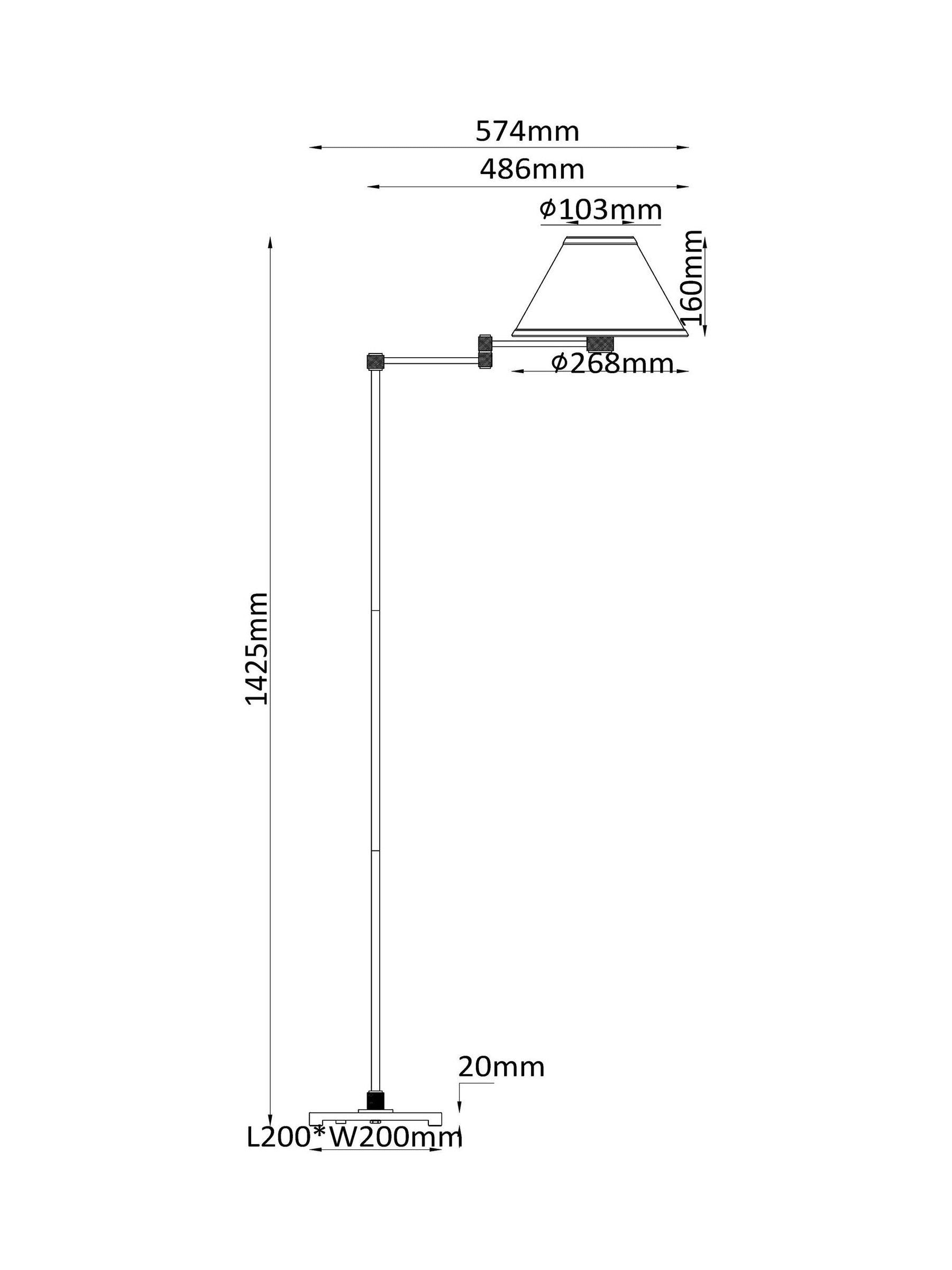 Kempton rechargeable swing arm floor lamp - British product