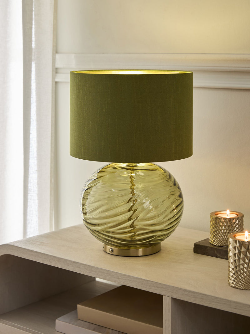 Green Ava rechargeable wireless table lamp, imported from the UK