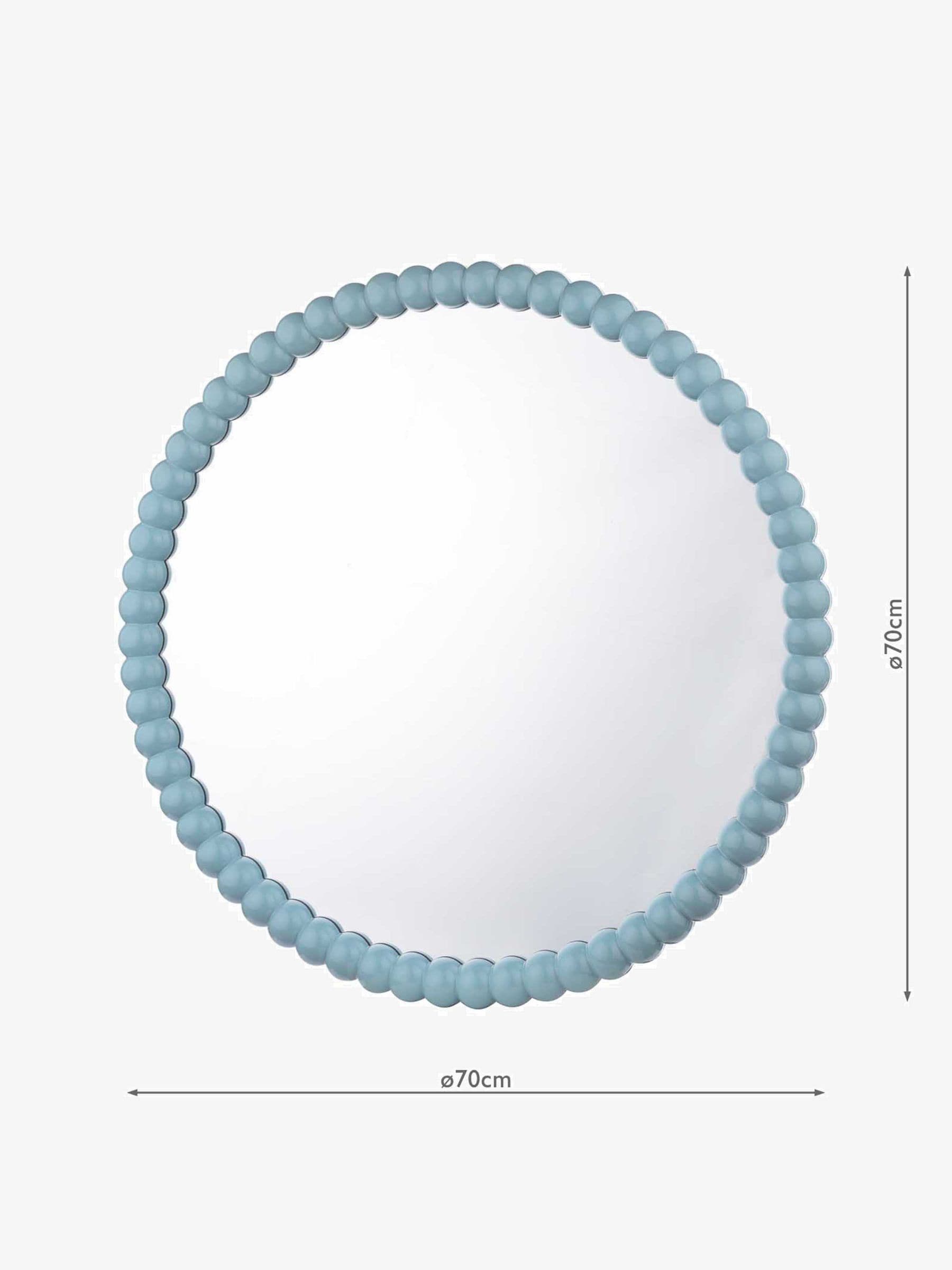 Dar Lighting blue bobbin decorative wall mirror 70cm round - British product