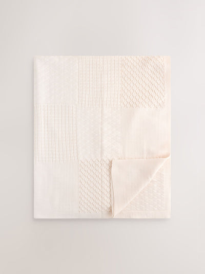 Next Cream Knitted Patchwork Baby Blanket 100cm x 90cm- Buy online at McGrocer