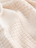Cream knitted patchwork baby blanket - British product