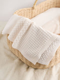 Cream knitted patchwork baby blanket - British product