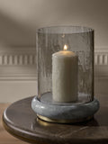 White N. marble base hurricane candle holder, UK version