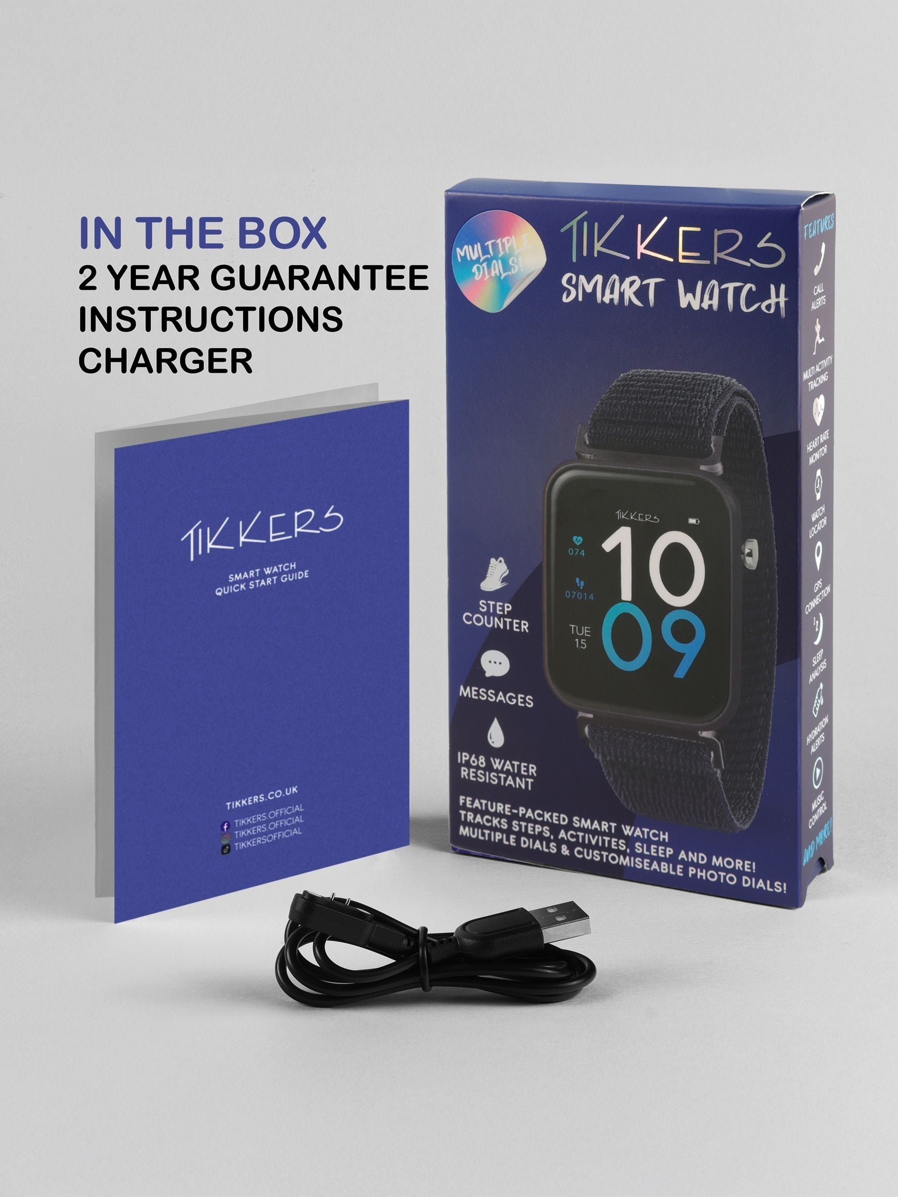 Tikkers Blue Smartwatch with Riptape Strap - British product