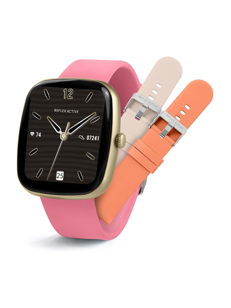 Reflex Active Pink Series 50 smartwatch with interchangeable straps - British product