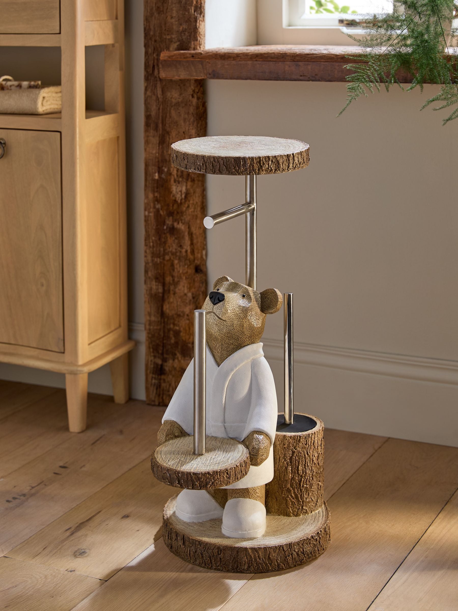 Bertie Bear toilet butler with roll holder and brush (British brand)