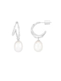 Estella Bartlett Silver Tone Molten Pearl Double Hoop Earrings