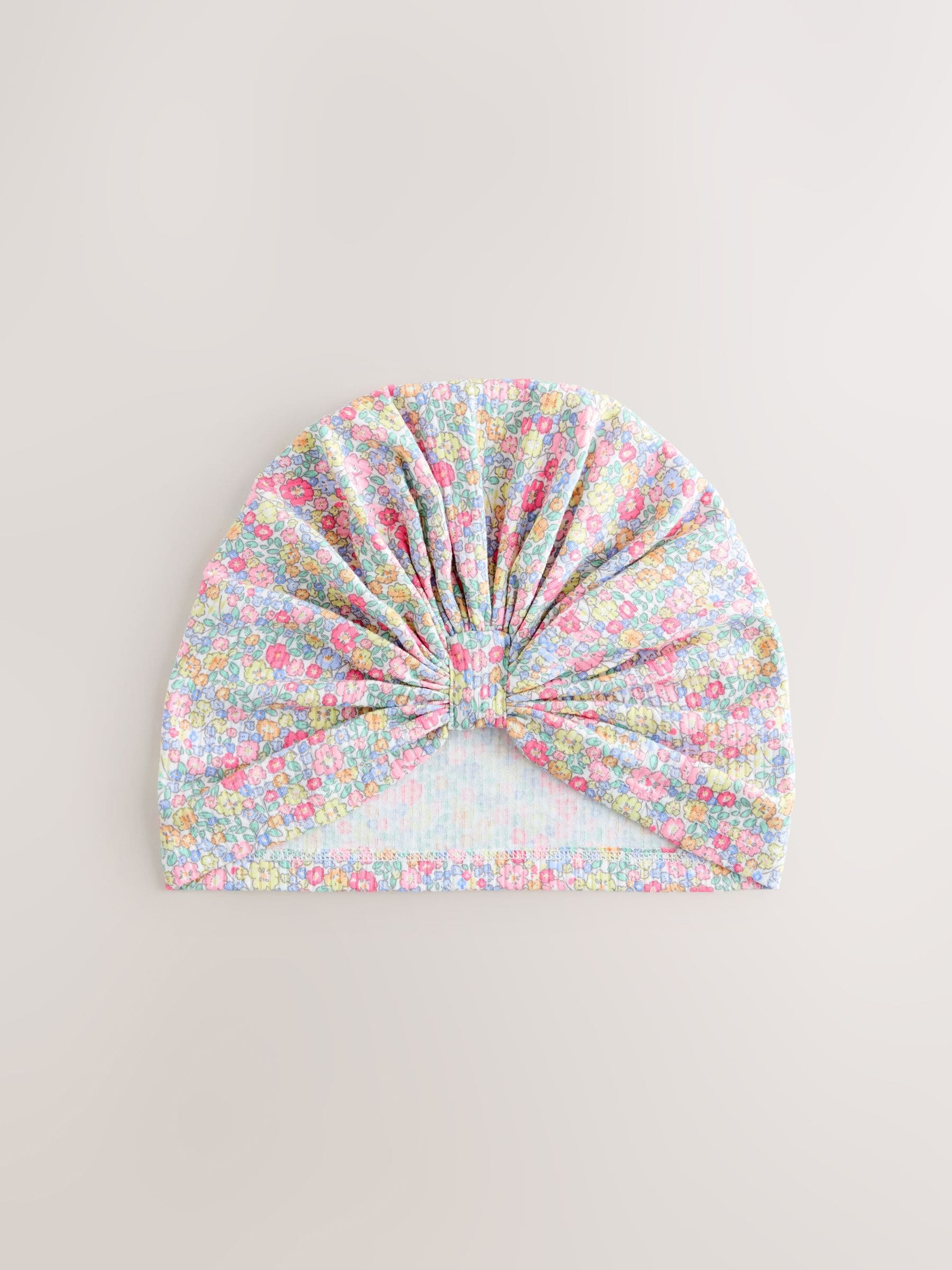 Pink ditsy jersey turban beanie 2 pack, imported from the UK