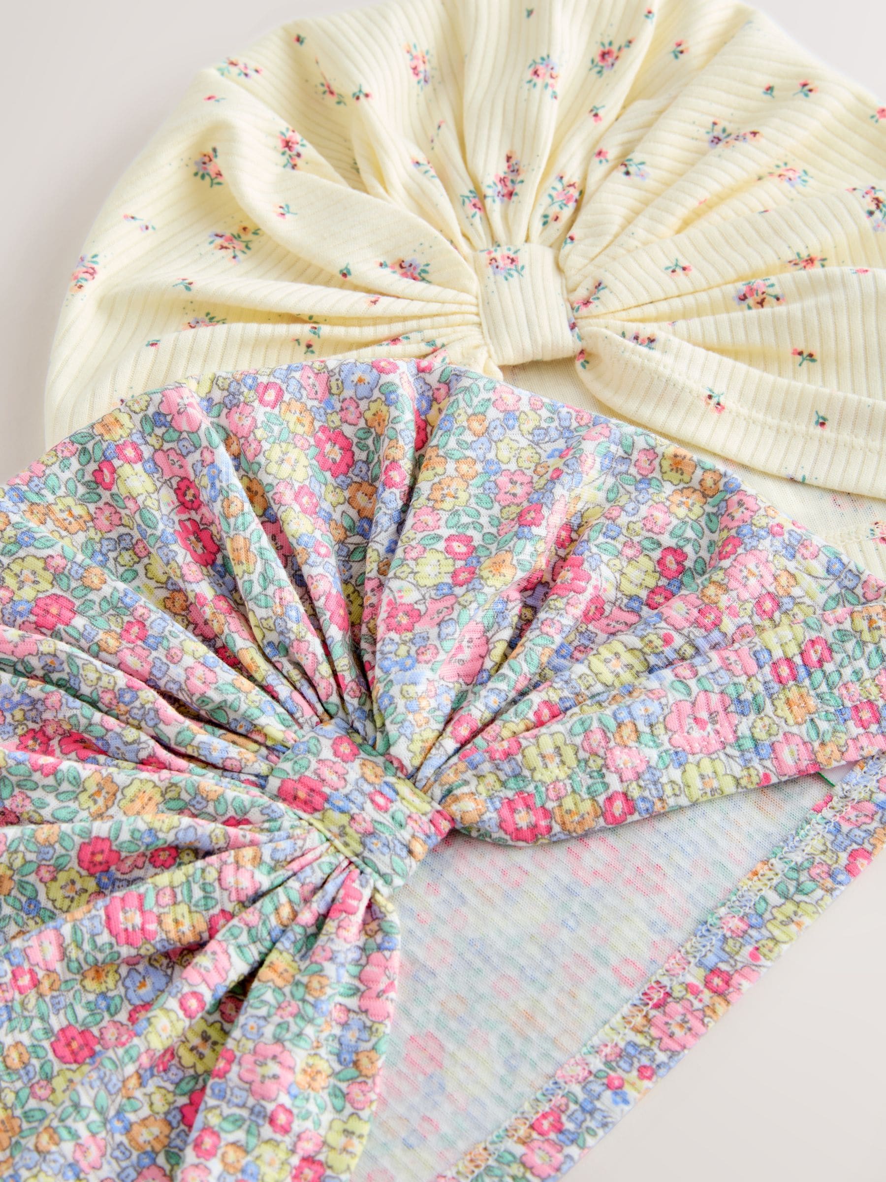 Pink ditsy jersey turban beanie 2 pack, imported from the UK