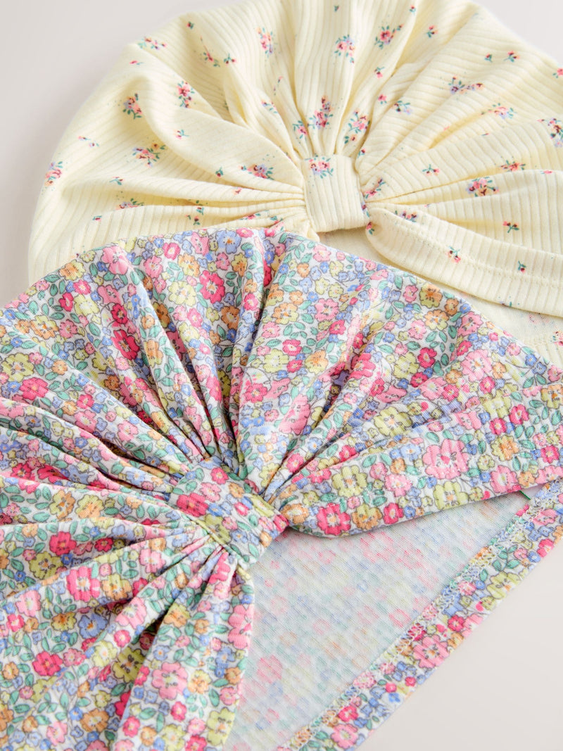 Pink ditsy jersey turban beanie 2 pack, imported from the UK