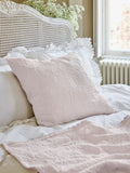 Shabby Chic White Textured Floral Matelasse Cushion 50cm