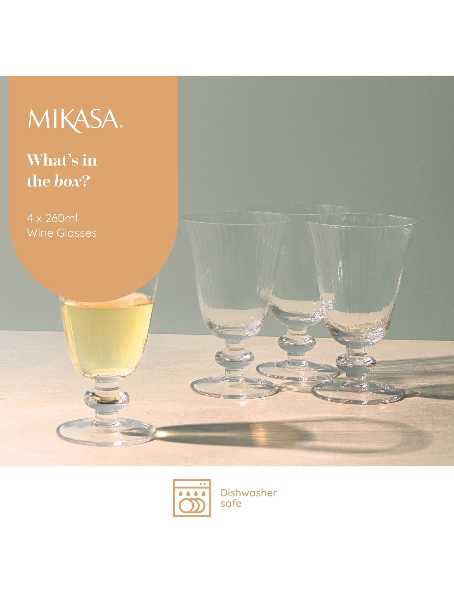 Mikasa clear short-stem wine glasses set 260ml, UK version