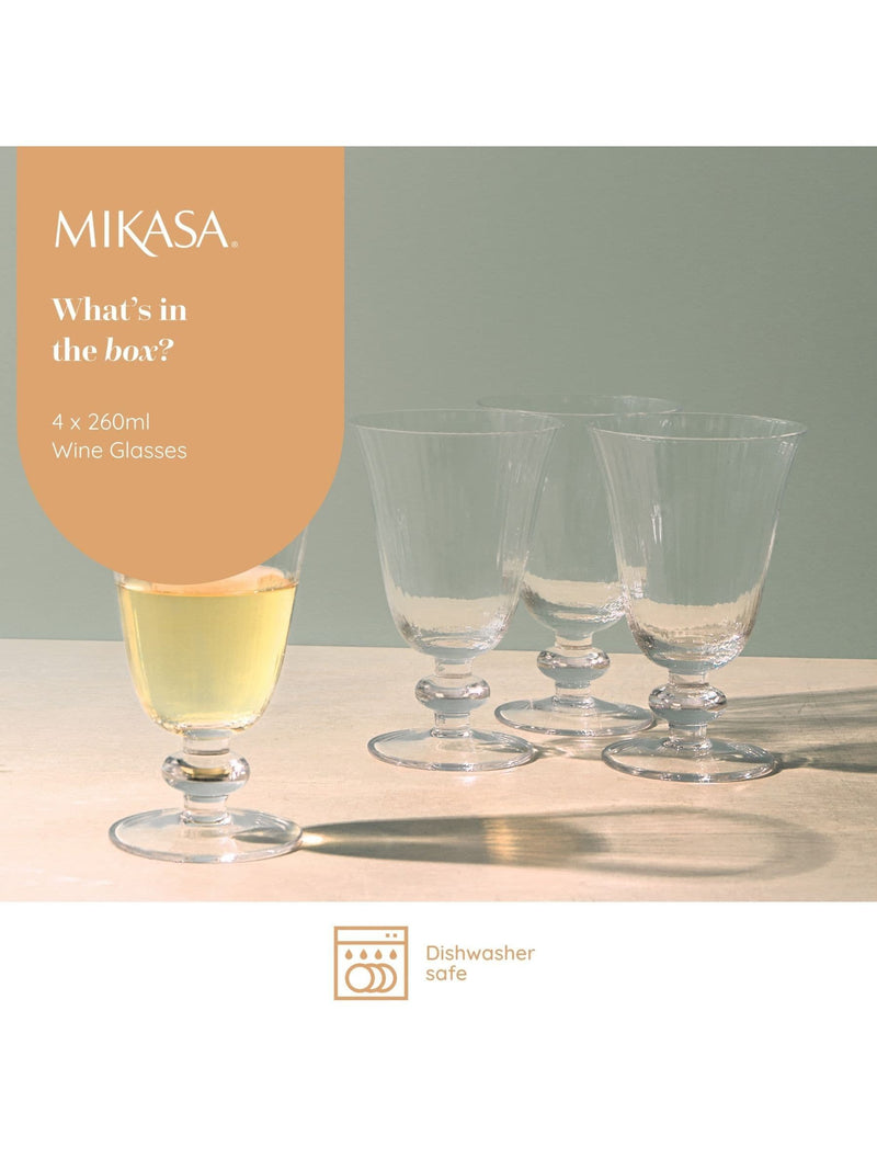 Mikasa clear short-stem wine glasses set 260ml, UK version