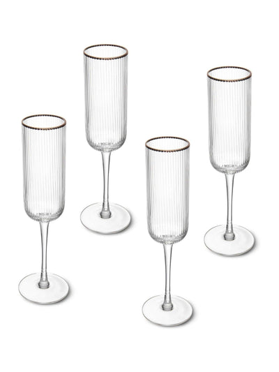 Ensemble de 4 verres à champagne Mikasa Gold Sorrento en cristal de 4 x 200 ml