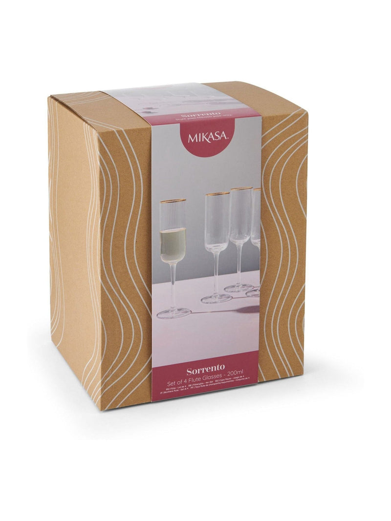 Mikasa gold champagne flutes set of 4, imported from the UK