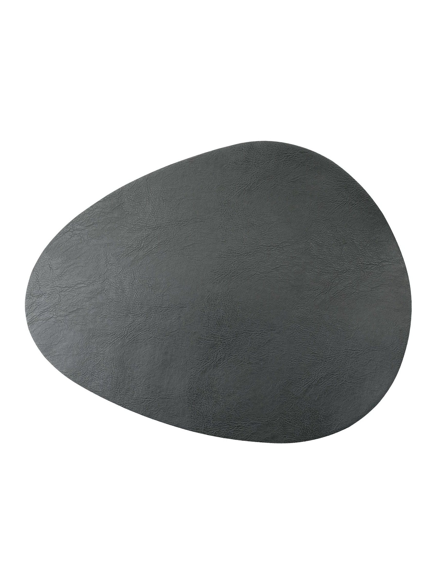 Mikasa black pebble-shaped faux leather placemat set of 4, imported from the UK