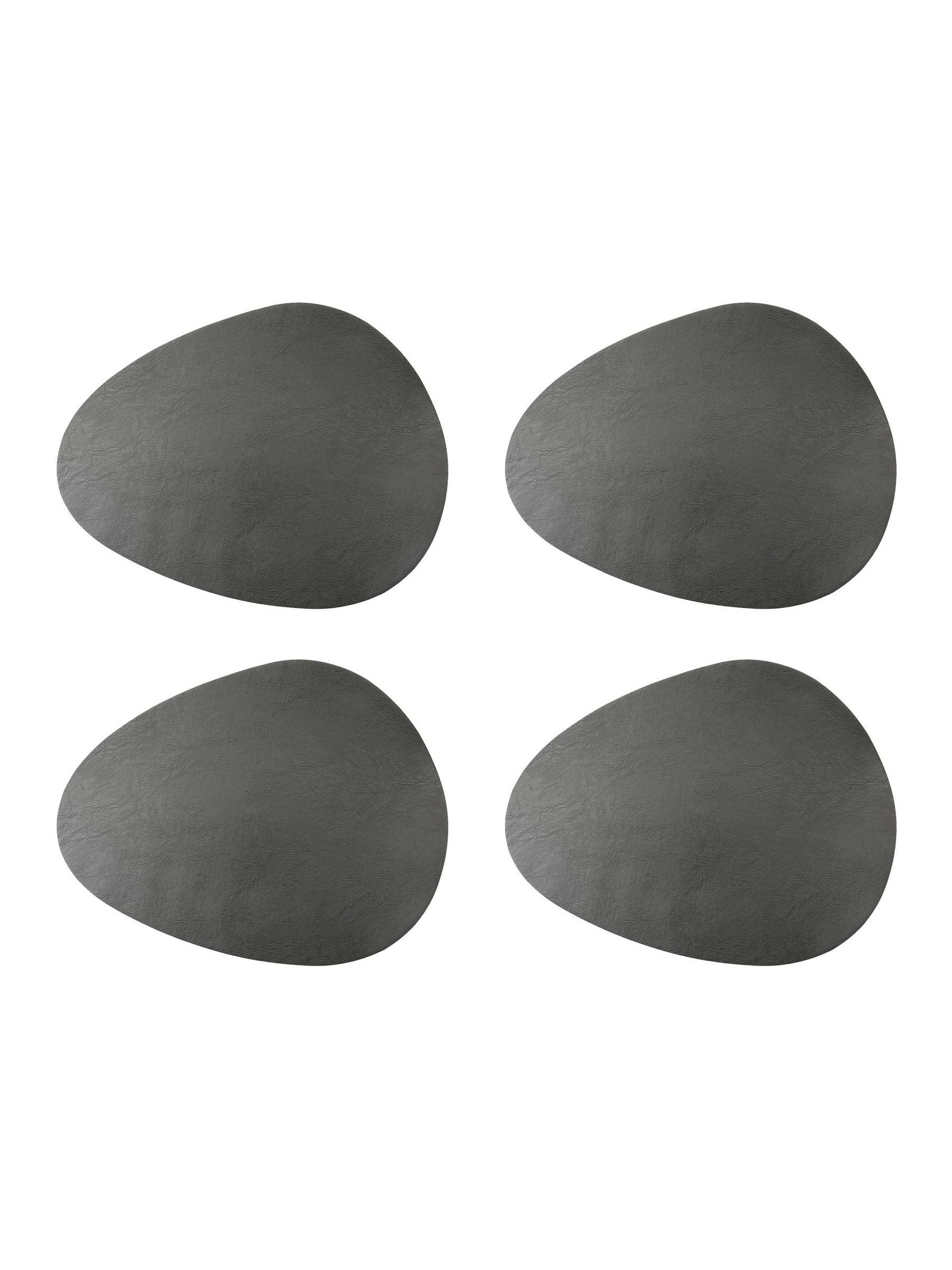 Mikasa black pebble-shaped faux leather placemat set of 4, imported from the UK