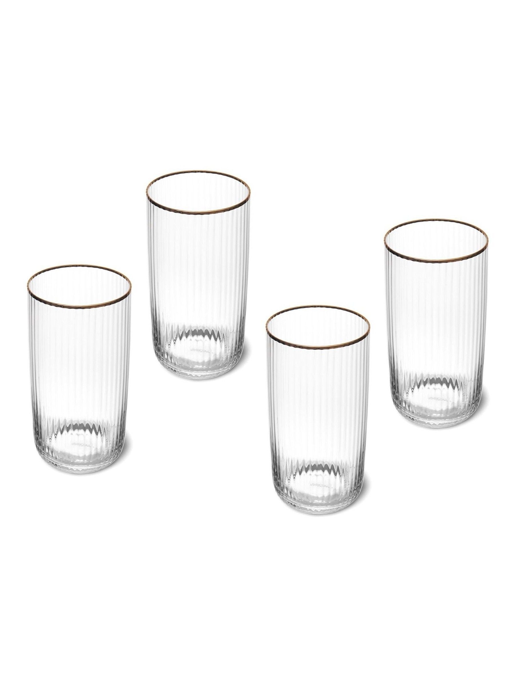 Mikasa Set of 4 Gold Sorrento Crystal Highball Cocktail Glass