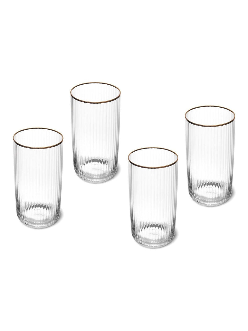 Mikasa Set of 4 Gold Sorrento Crystal Highball Cocktail Glass