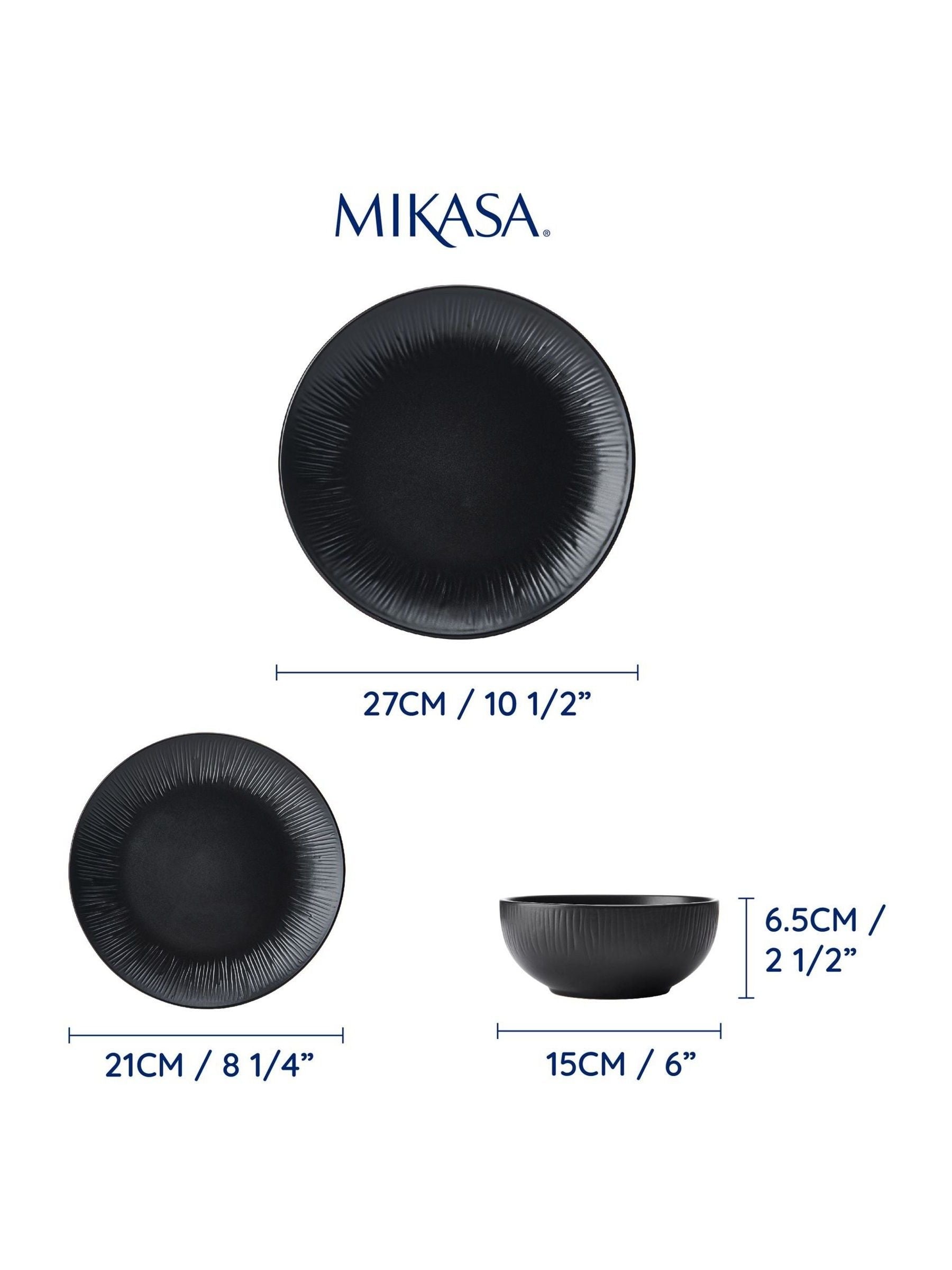 Mikasa Black Jardin 12 piece dinner set, imported from the UK