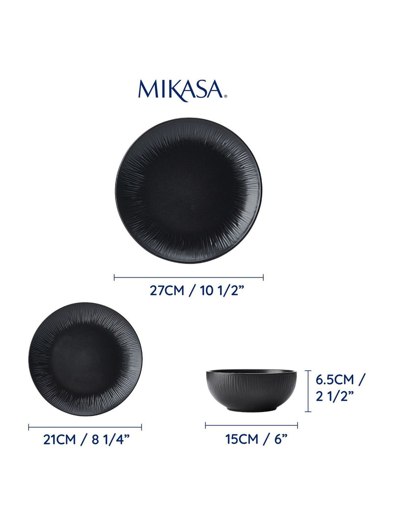 Mikasa Black Jardin 12 piece dinner set, imported from the UK