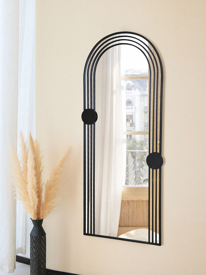 Charles Bentley black arch mirror outdoor design, imported from the UK