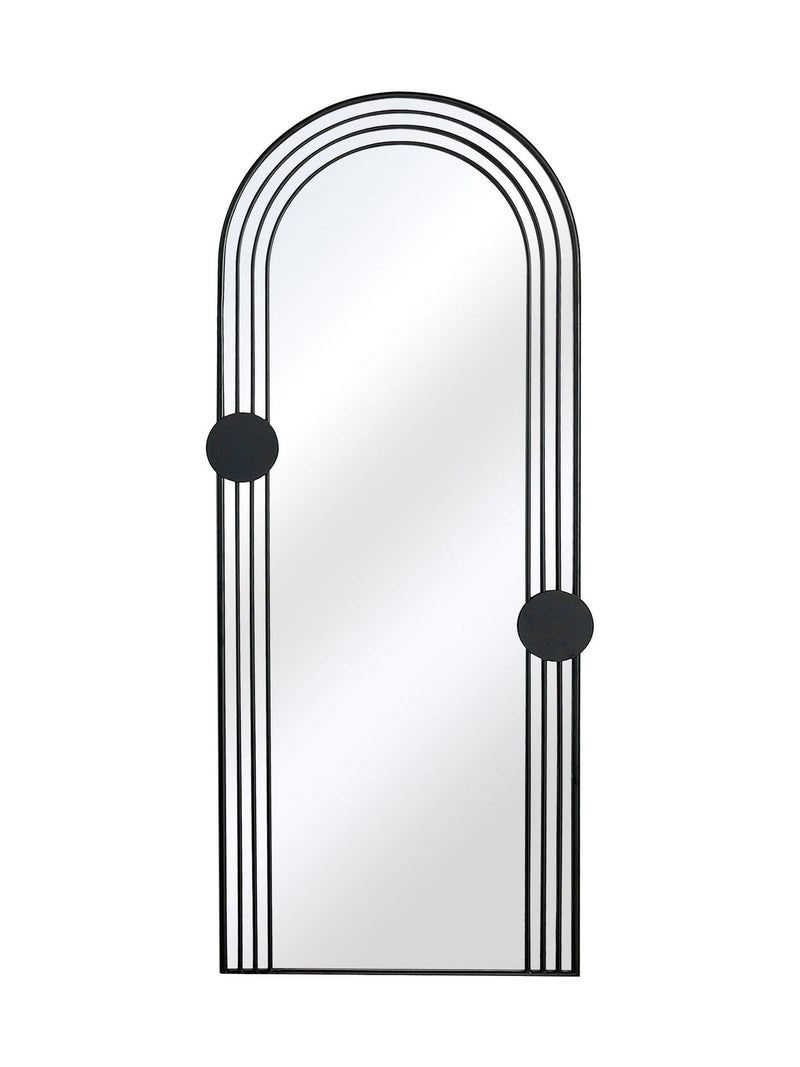 Charles Bentley black arch mirror outdoor design, imported from the UK