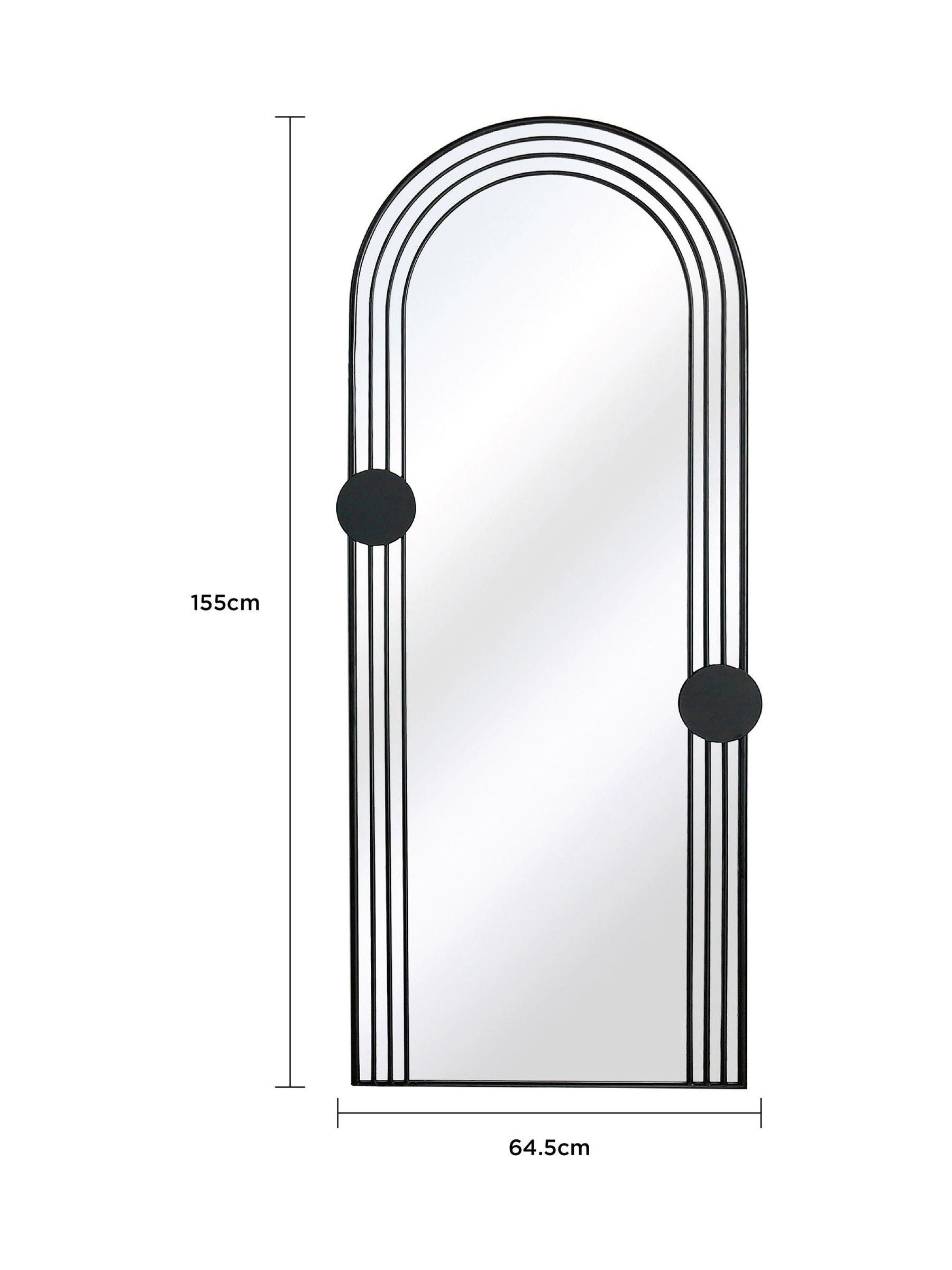 Charles Bentley black arch mirror outdoor design, imported from the UK