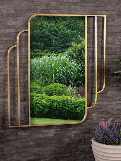 Charles Bentley Gold Prague Art Deco Design Rectangular Mirror