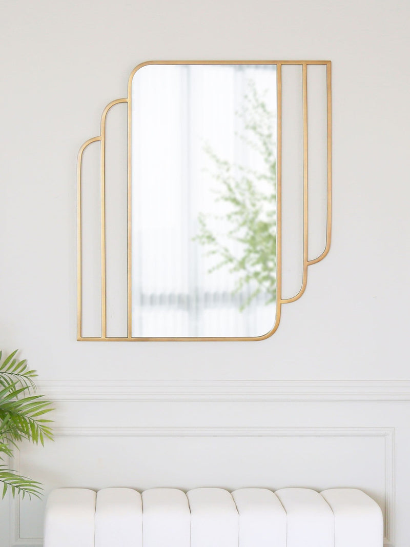 Charles Bentley Gold Prague Art Deco mirror 110cm x 100cm - British product