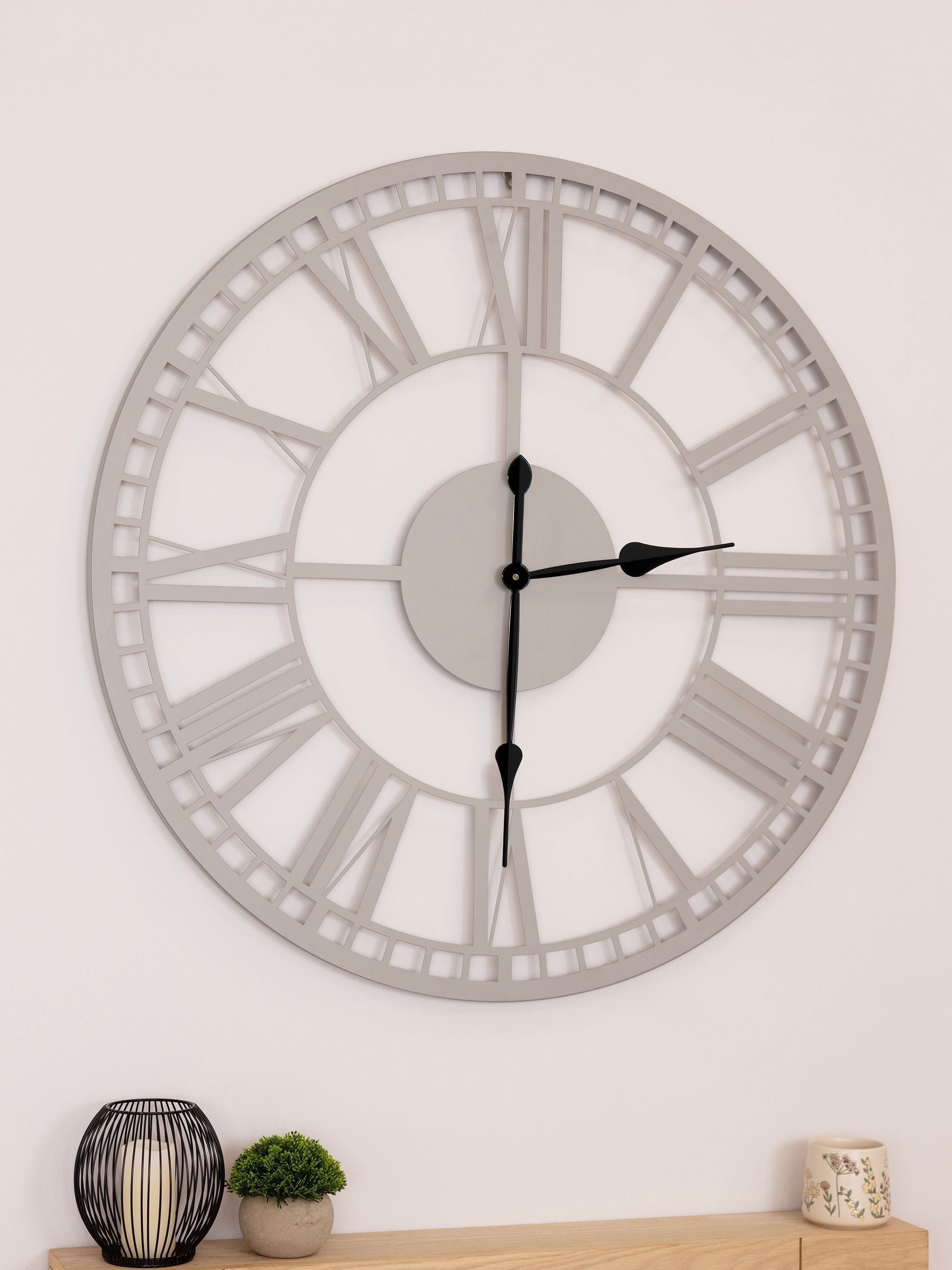 Charles Bentley grey Malham skeleton design outdoor wall clock 90cm - British product