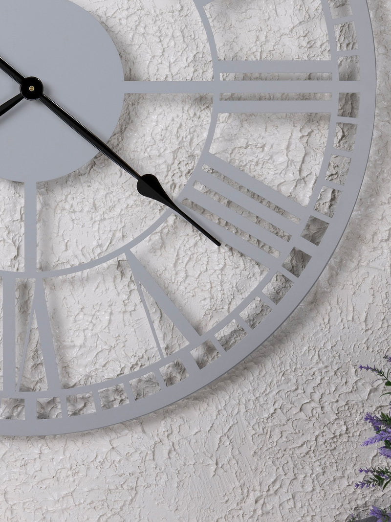 Charles Bentley grey Malham skeleton design outdoor wall clock 90cm - British product