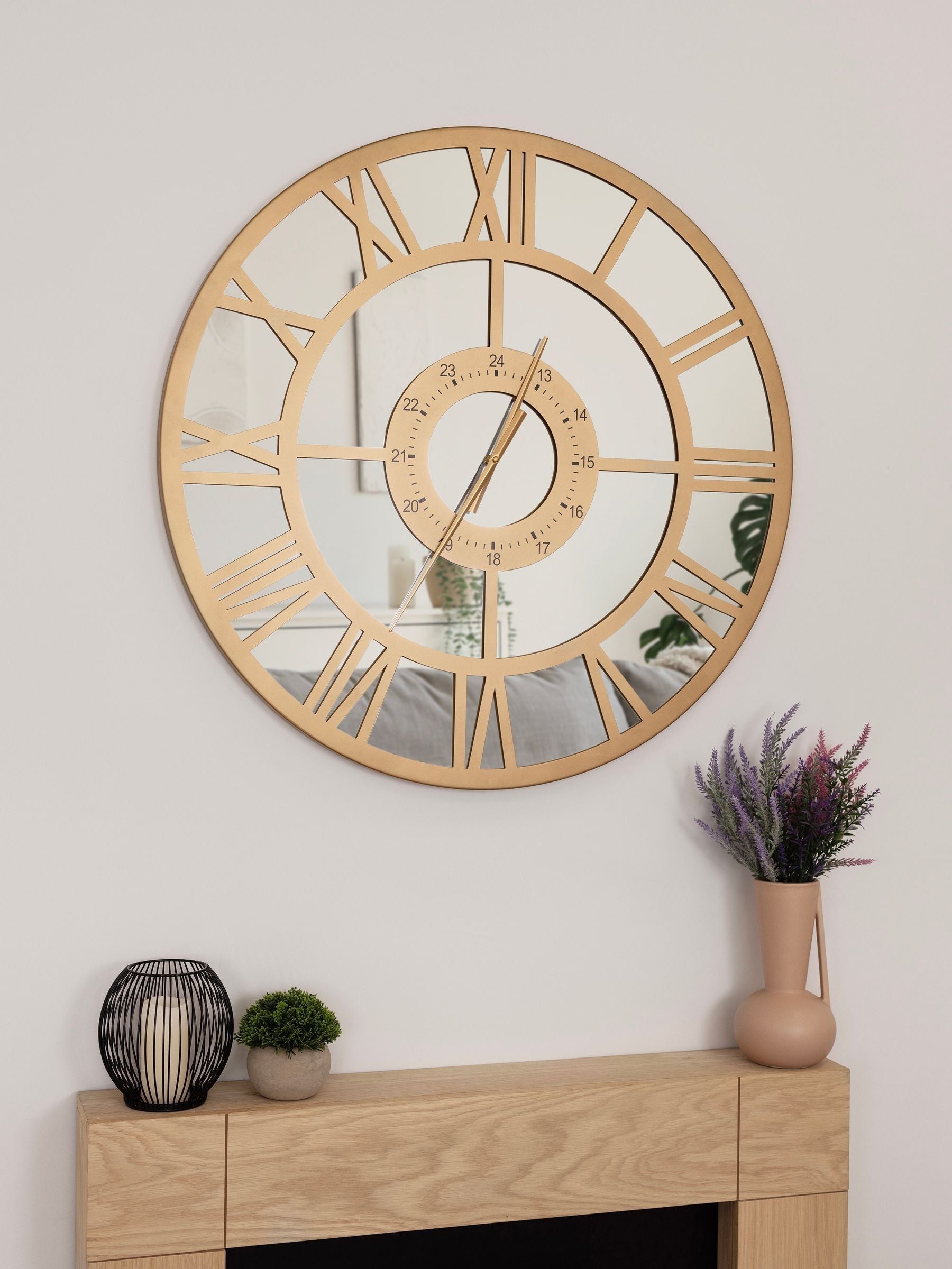 Charles Bentley Coniston mirrored wall clock 80cm (British brand)