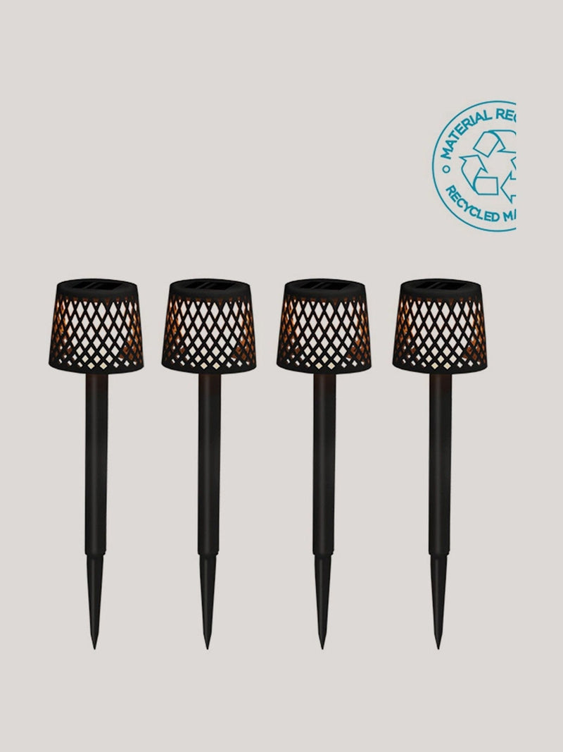 Gretita solar garden spikes set of 4 black 39cm, imported from the UK