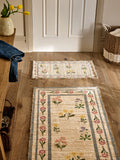 Natural MAISIE floral border jute doormat (British brand)