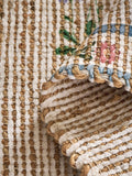 Natural MAISIE floral border jute doormat (British brand)