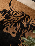 Coir doormat with Hamish the Highland Cow design, imported from the UK
