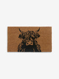Coir doormat with Hamish the Highland Cow design, imported from the UK