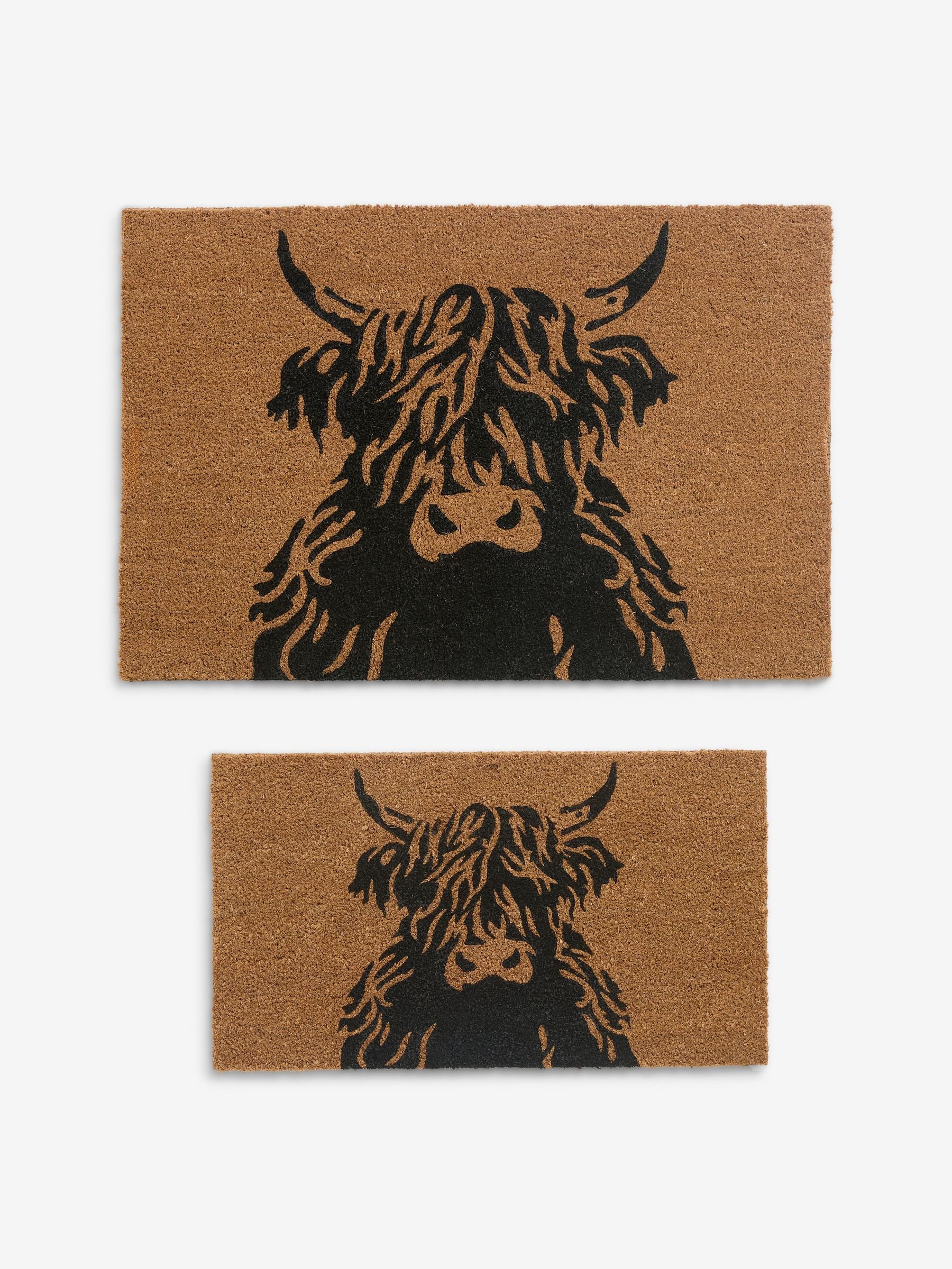 Coir doormat with Hamish the Highland Cow design, imported from the UK