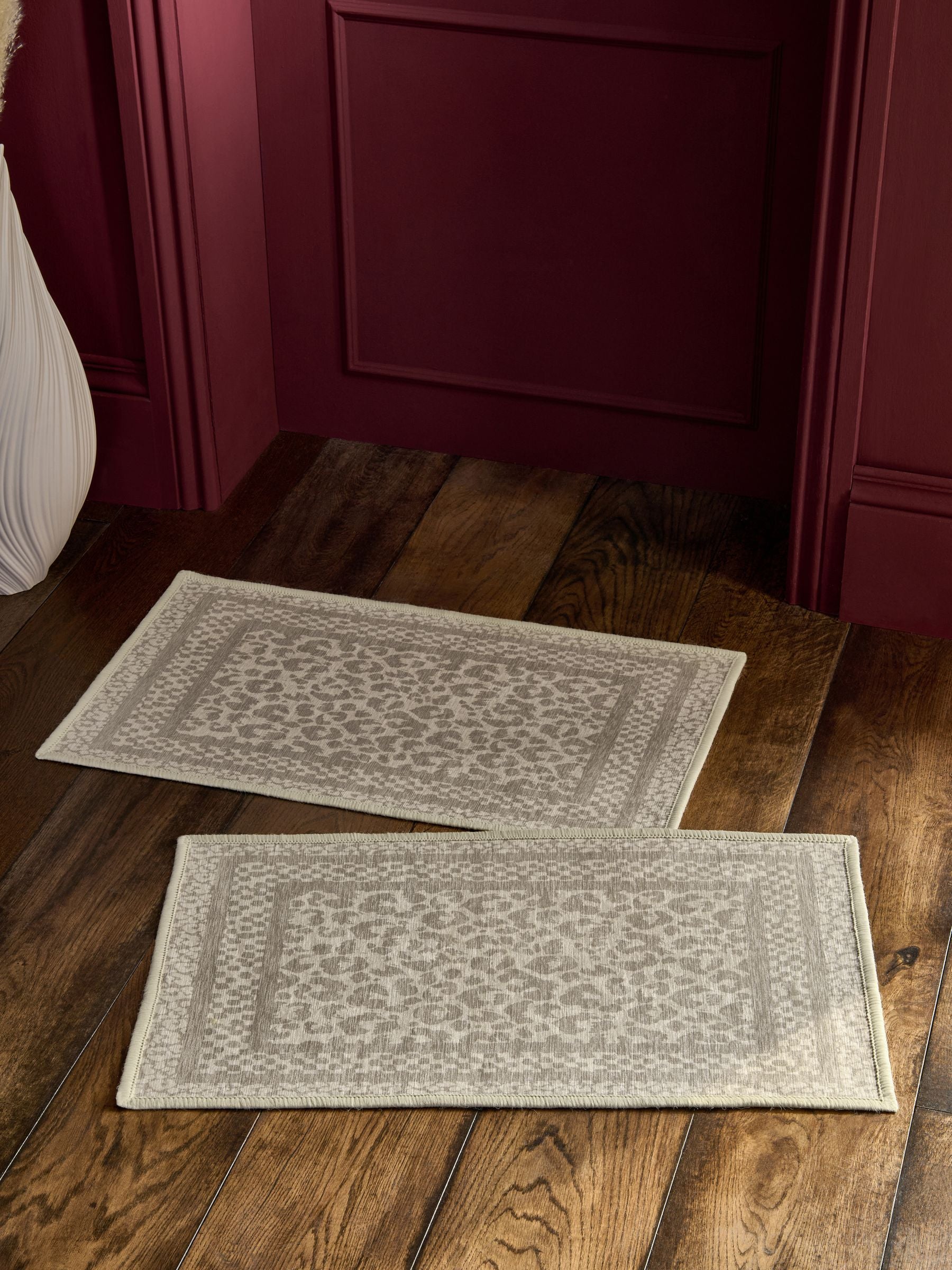 Washable leopard print doormat set of 2, imported from the UK